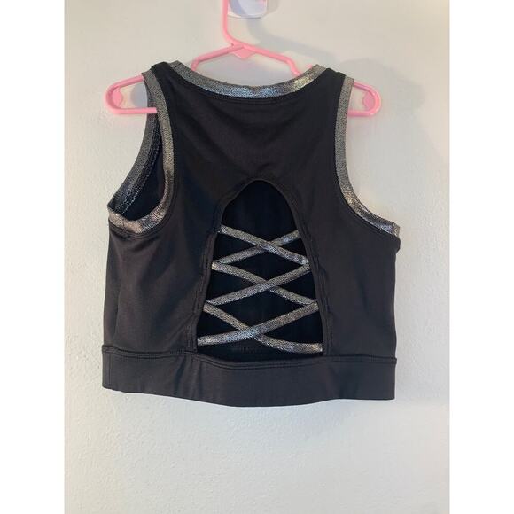 JUSTICE ACTIVE Girl’s Black/Silver STRONG Sports Bra / Size: Large 14 - Picture 7 of 8